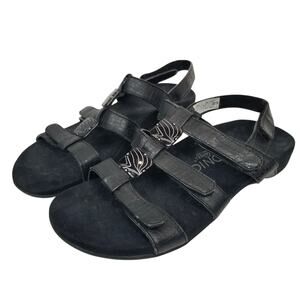 Vionic Women's Amber Faux Vegan Leather Adjustable Strap Sandals Black Size 7